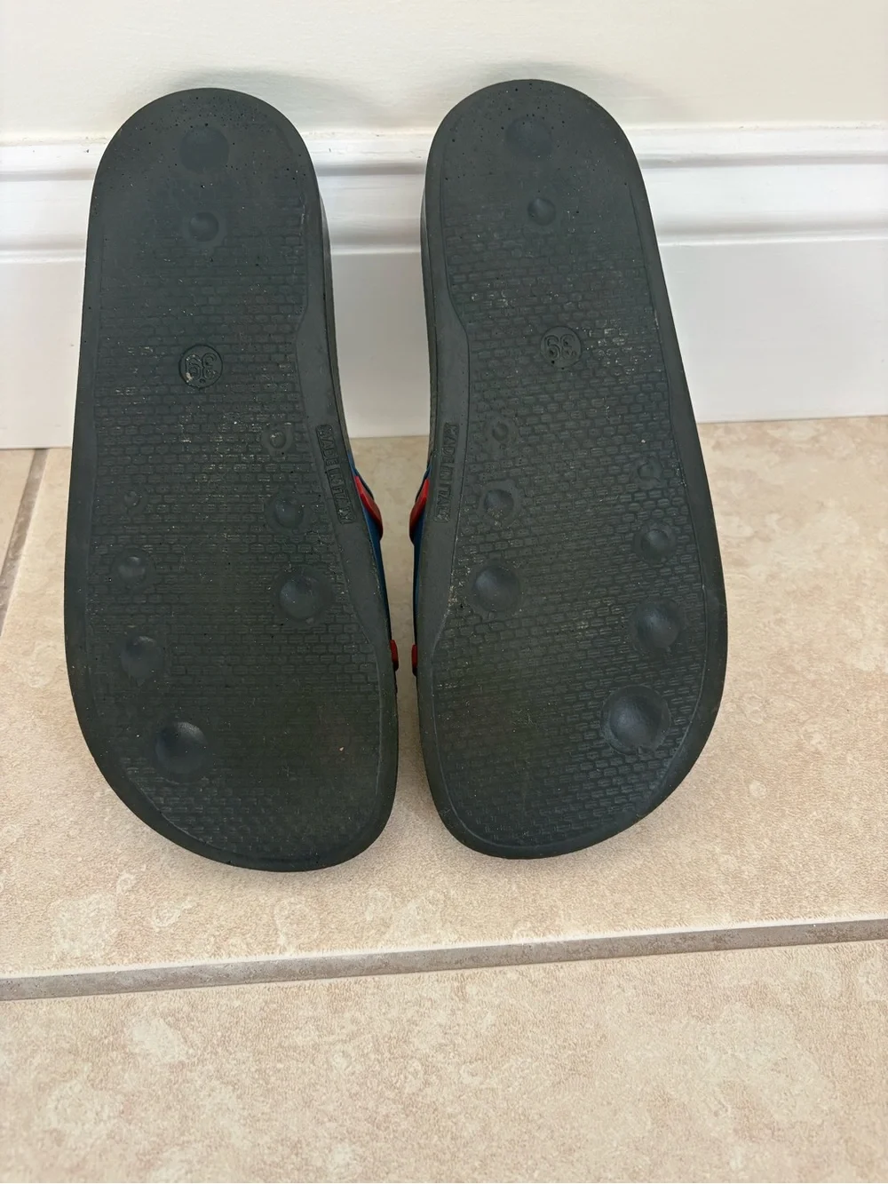 D&G Kids Black Slides with Blue Band and Red Logo